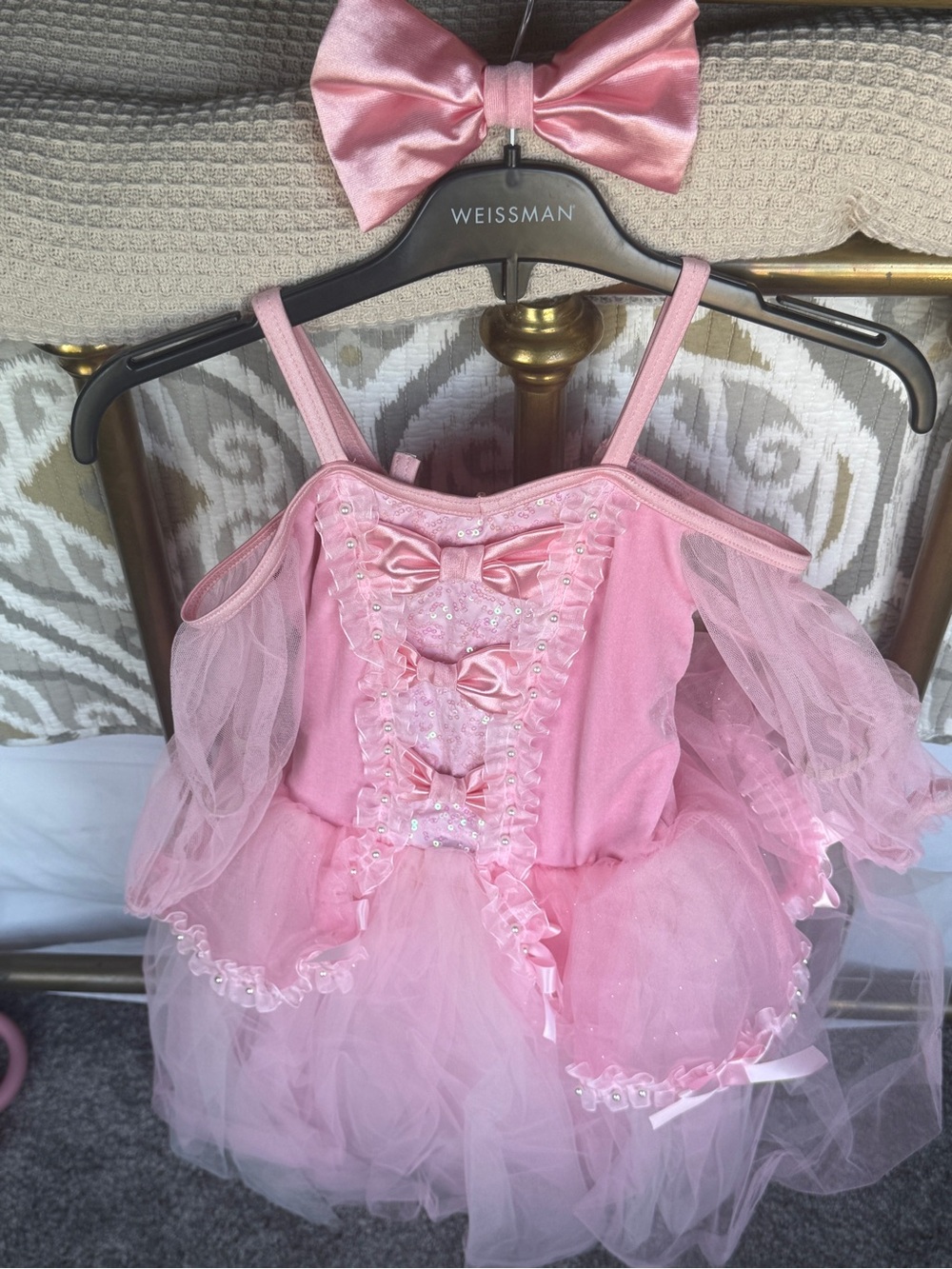 Weissman Pink Tutu Ballerina Dress with Bow Accents